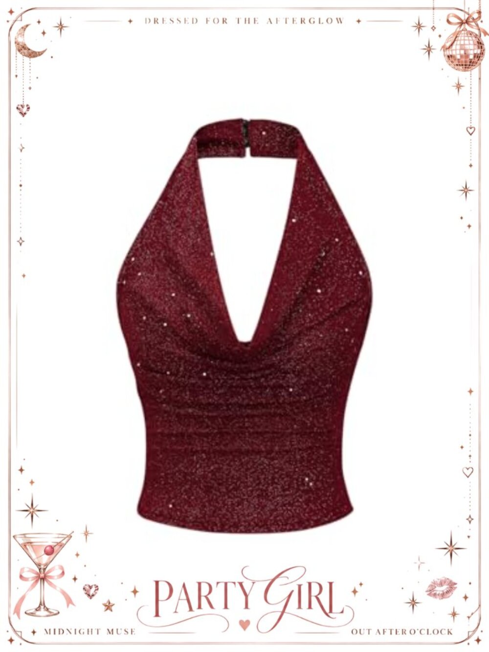 Sequin Halter Crop Top Sparkly Backless Going Out Top